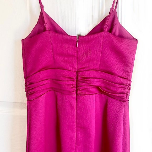 Express Pink Twist Front Knot Wrap Silk Hi-Lo CocktailDress Summer Wedding Guest - Picture 7 of 12